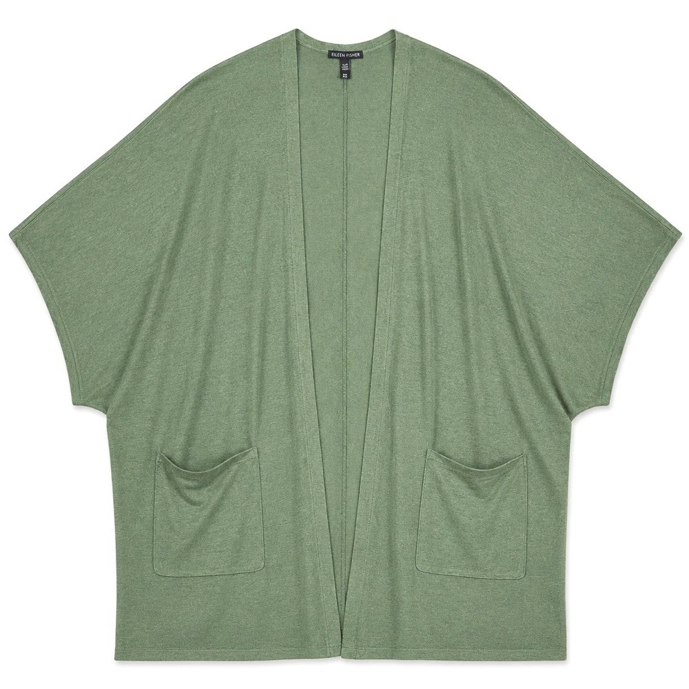 Eileen Fisher Cardigan Women's S/M Green Organic Linen Cotton Kimono Open Front - Picture 2 of 11